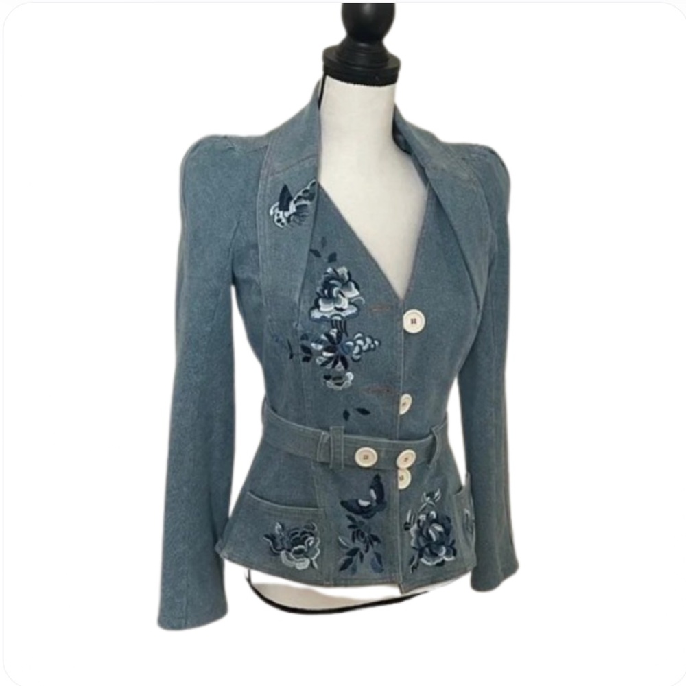 CHRISTIAN DIOR Embroidered flower butterfly Denim Jacket - Picture 3 of 17